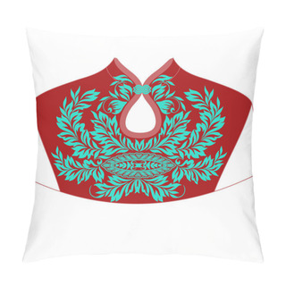 Personality  Neckline Asian Design. Traditional Chinese Dress Womens - Qipao With Leaves. Vector Clipart. Pillow Covers