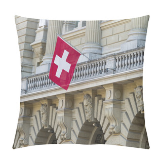 Personality  Bundeshaus Facade With Swiss Flag In Bern, Switzerland Pillow Covers