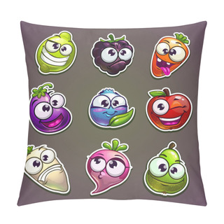 Personality  Funny Plant Characters Stickers Set. Pillow Covers