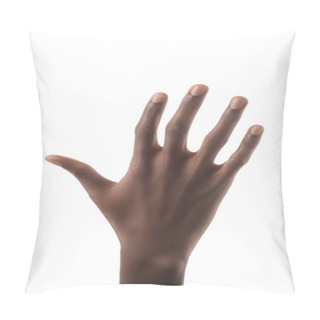 Personality  Partial View Of Showing Number 5 In Sign Language Isolated On White Pillow Covers