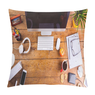 Personality  Desk With Gadgets And Office Supplies Pillow Covers
