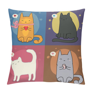 Personality  Set Of Cute Cats  Pillow Covers