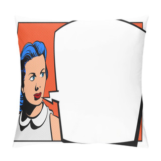 Personality  Pop Art Woman And Comic Bubble. Vector Illustration Pillow Covers
