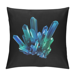 Personality  Blue Green Crystals, Geological Shapes, 3d Object Isolated On Bl Pillow Covers