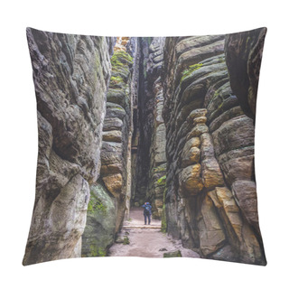 Personality  Teplice Nad Metuji, Czech Republic - September 19, 2017: So Called Rock Chapel In Adrspach-Teplice Rocks Nature Park Near Teplice Nad Metuji Town Pillow Covers