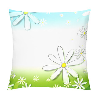 Personality  Spring White Flowers In Blue Green Background Pillow Covers