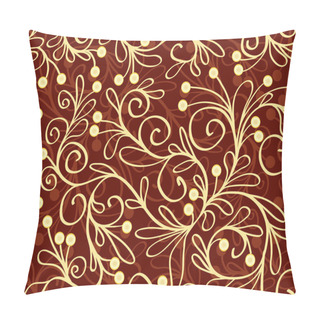 Personality  Seamless Pattern With Leaves, Branches, Stems And Berries In Colors Pillow Covers