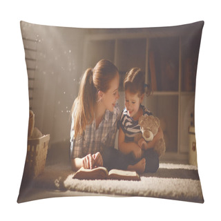 Personality  Happy Family Mother And Daughter Read A Book In Evening Pillow Covers