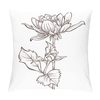 Personality  Vector Flower Isolated On White Background. Hand-drawn Dahlia Flower. Pillow Covers