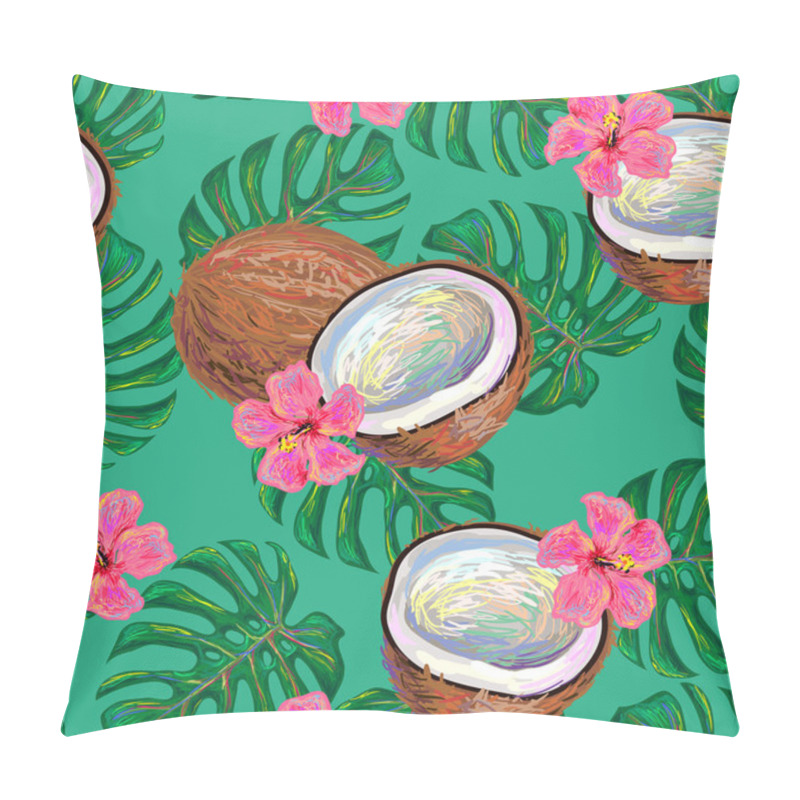 Personality  Seamless pattern with coconuts and flowers pillow covers