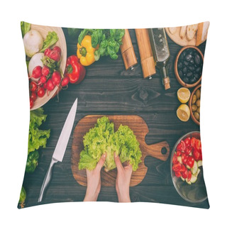 Personality  Hands With Salad Leaves And Vegetables Pillow Covers