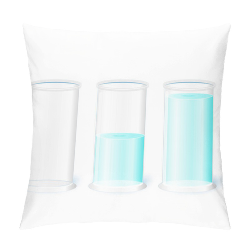 Personality  Empty Water Glass On A White Background. Pessimism, Realism And Optimism (Is The Glass Half-full Or Half-empty?). Vector Illustration For Your Design, Educational, And Science Use Pillow Covers