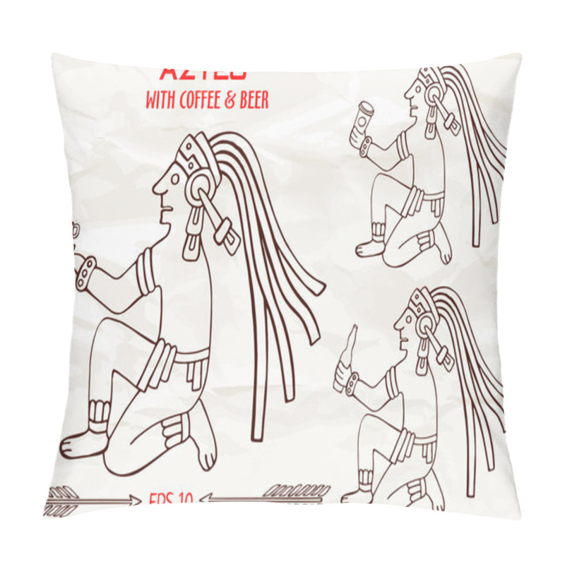 Personality  Hand drawn aztec of South America sitting with drinks pillow covers
