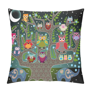Personality  Elephants And Owls Pillow Covers