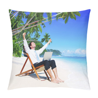 Personality  Businessman Relaxing Beach Concept Pillow Covers