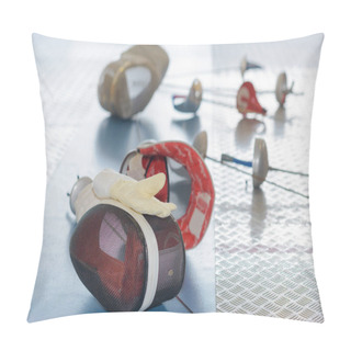 Personality  Fencing Mask And Rapier On Floor Pillow Covers