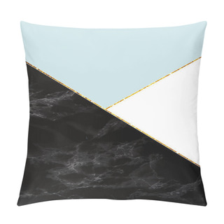 Personality  Geometric Background With Black Marble, White And Light Blue Colors  Pillow Covers
