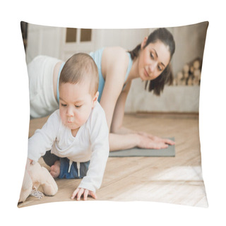 Personality  Woman With Her Son During Workout Pillow Covers