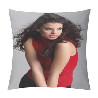 Personality  Pretty Curly Haired Brunette Pillow Covers