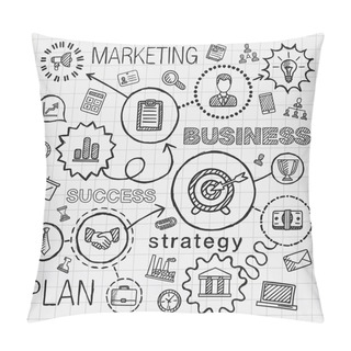 Personality  Business Connected Hand Draw Icons Pillow Covers