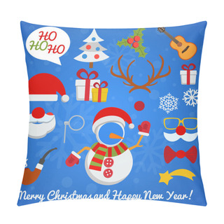 Personality  Christmas Photo Booth And Scrapbooking Vector Set Pillow Covers