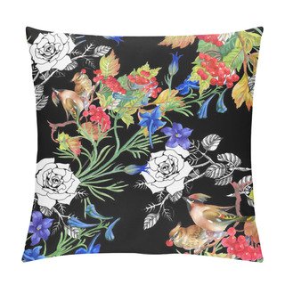 Personality  Birds With Colorful Flowers Pillow Covers