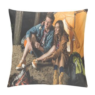 Personality  Couple Roasting Marshmallow Pillow Covers