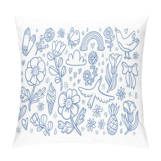 Personality  Summertime Flowers And Birds Composition Pillow Covers