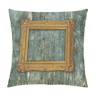 Personality  Goldon Frame On Grunge Wood Planks Pillow Covers