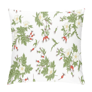 Personality  Rose Hips With Flowers And Berries Seamless Pattern Pillow Covers