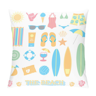 Personality  Vector Set: Beach Fun Objects Pillow Covers