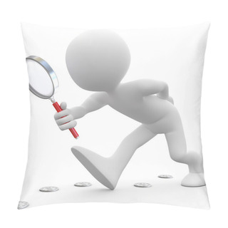 Personality  Man With Magnifying Glass Looking For Coins Pillow Covers