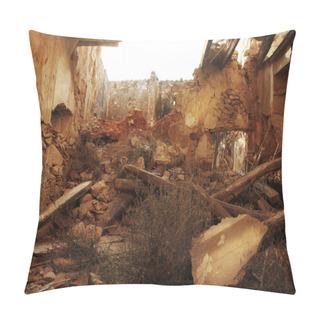 Personality  Old Ruined House Destroyed During Earthquake Pillow Covers