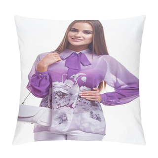 Personality  White Background Studio Beautiful Woman Lady Spring Autumn Colle Pillow Covers