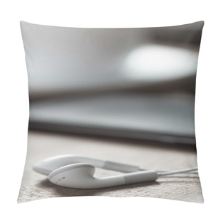 Personality  Close Up Of White Earphones Pillow Covers