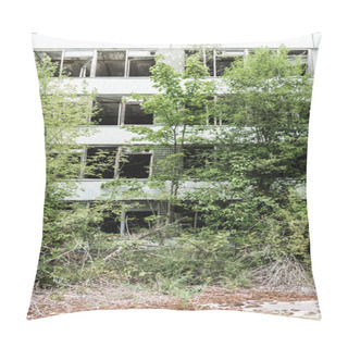 Personality  Abandoned Building Near Green Trees In Chernobyl  Pillow Covers