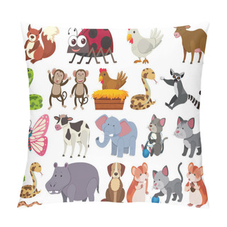 Personality  Set Of Isolated Objects Theme Farm Animals Pillow Covers