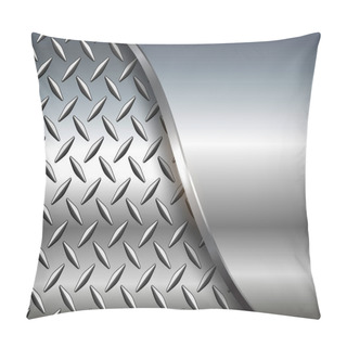 Personality  Silver Polished Steel  Texture Background, Shiny Chrome Metallic With Diamond Plate Texture, 3d Vector Lustrous Metal Design. Pillow Covers