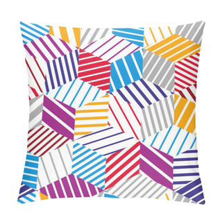 Personality  3d Cubes Seamless Pattern, Geometric Vector Background. Pillow Covers