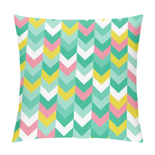 Personality  Chevron Pattern Seamless Vector Arrows Geometric Design In Mixed Order Colorful White Pink Light Blue Teal Turquoise Green Yellow Pillow Covers