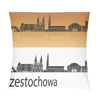 Personality  Czestochowa  Skyline In Orange Pillow Covers