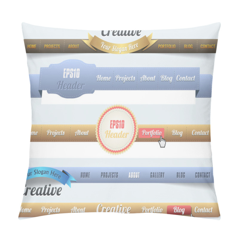 Personality  Web Elements Vector Header & Navigation Templates Set Pillow Covers