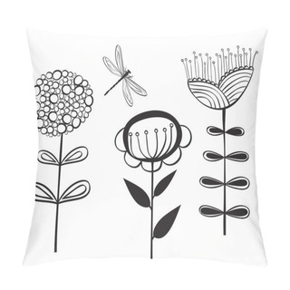 Personality  Decorative Flower And Dragonfly Pillow Covers