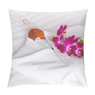 Personality  White Bathrobe On The Bed Pillow Covers