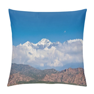 Personality  Scenic View Of Snow Capped Peak El Plata (6100 MSL) Above The Clouds, As Seen From Lake Potrerillos, In Mendoza, Argentina. Pillow Covers