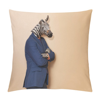 Personality  Male Zebra In Office Clothing Suit And Shirt - Calm Business Man, Mixed Media Pillow Covers