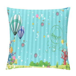 Personality  Kids Wallpaper Decoration For Wall Line Strips Ballon Clouds Children Pillow Covers