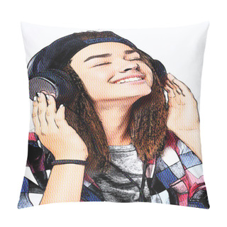 Personality  Teen Girl Listening Enjoying Music Pillow Covers