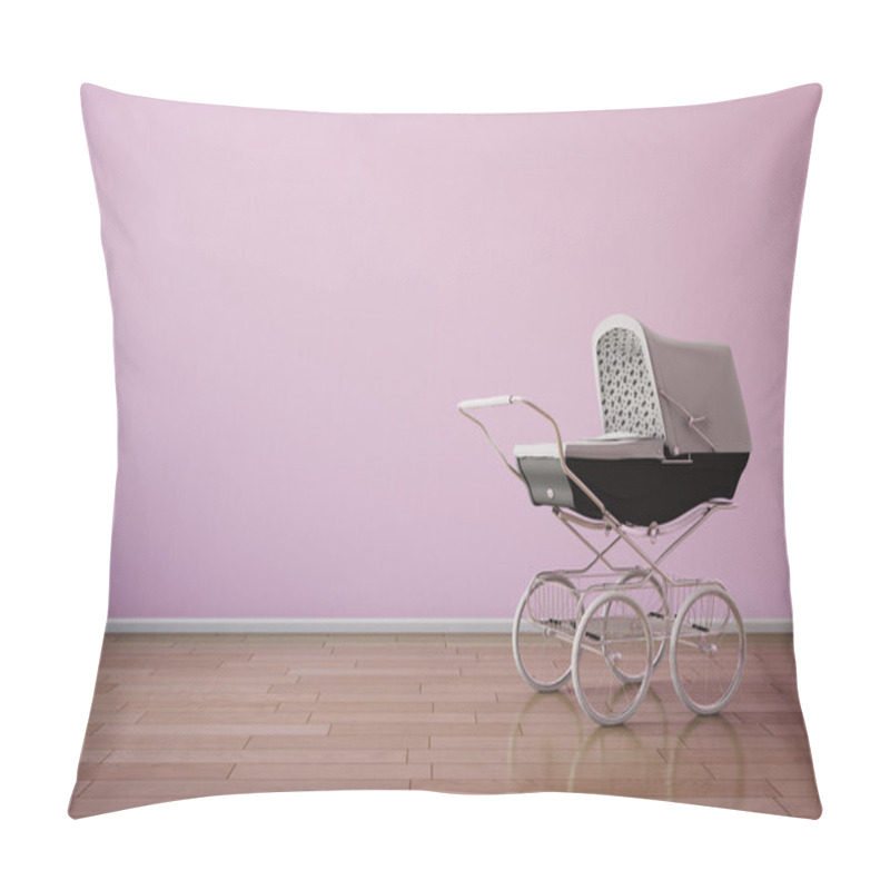 Personality  Baby Stroller On Pink Wall Horizontal Pillow Covers