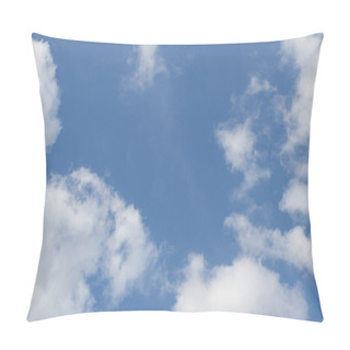Personality  Landscape Of Clean White Clouds Over Sunny Plane Free Blue Sky For Natural Motion, Purity And Optimism While Corona Virus Quarantine, Copy Space Pillow Covers